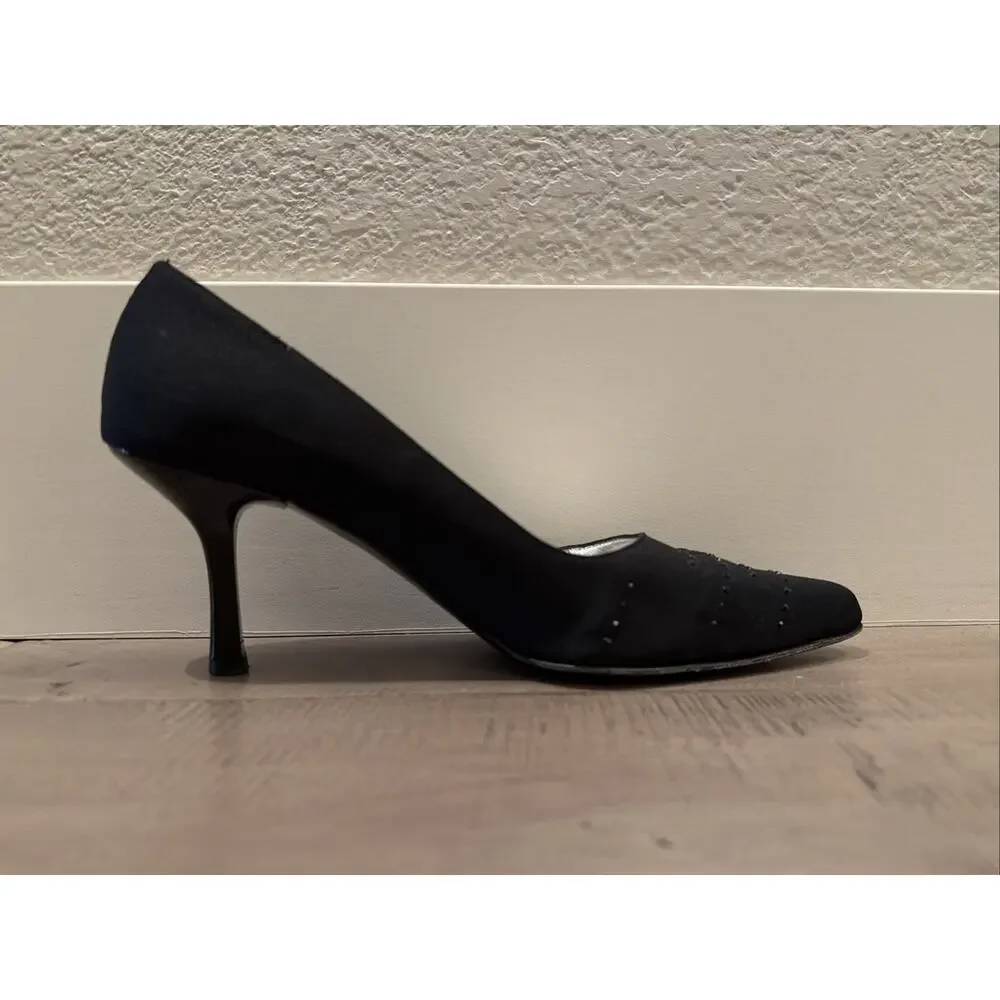 Vintage Rangoni Firenze Italy Handmade Pumps Heels Shoes Black 80s 90s 7.5 AAA